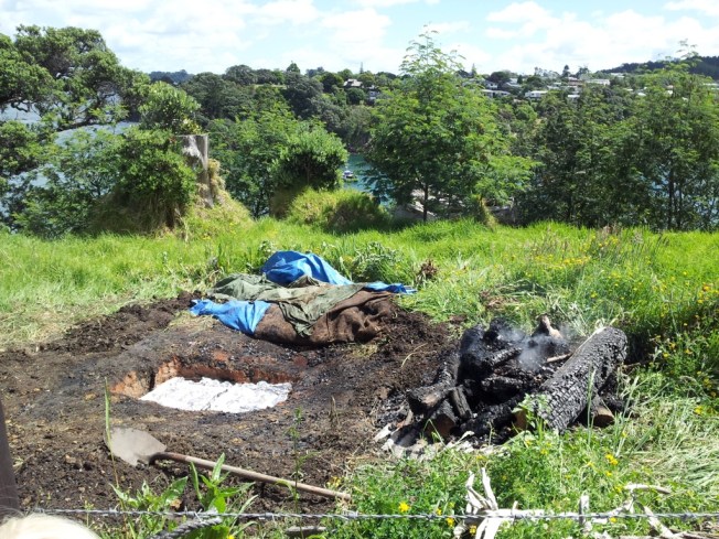 A traditional Maori hangi meal cooked in the ground