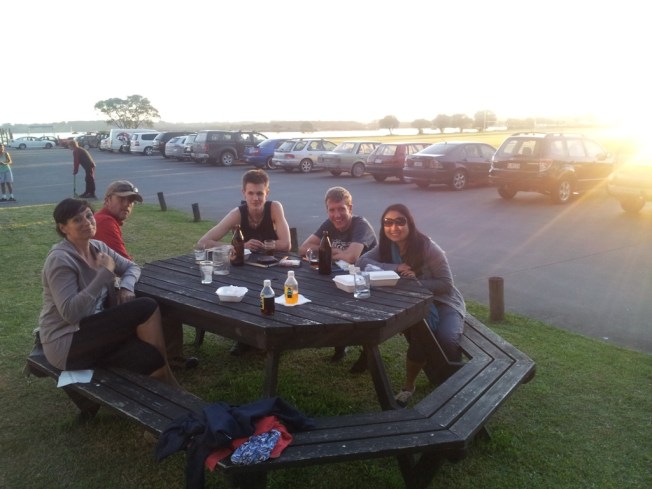 WWOOFers hanging out at the rugby field