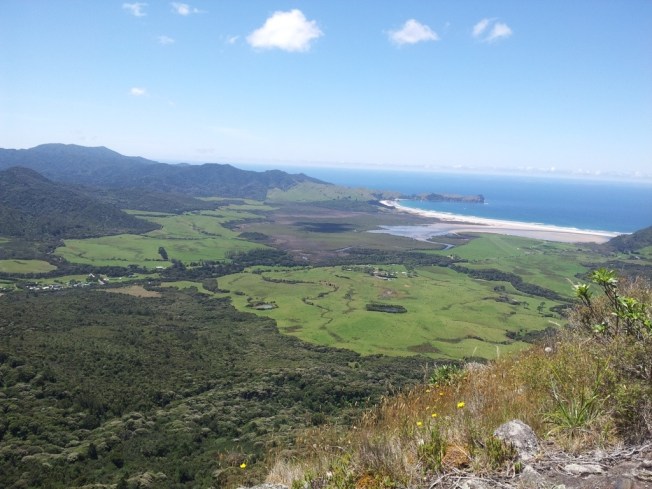 View of Okiwi and the farm from atop Mount Hobson