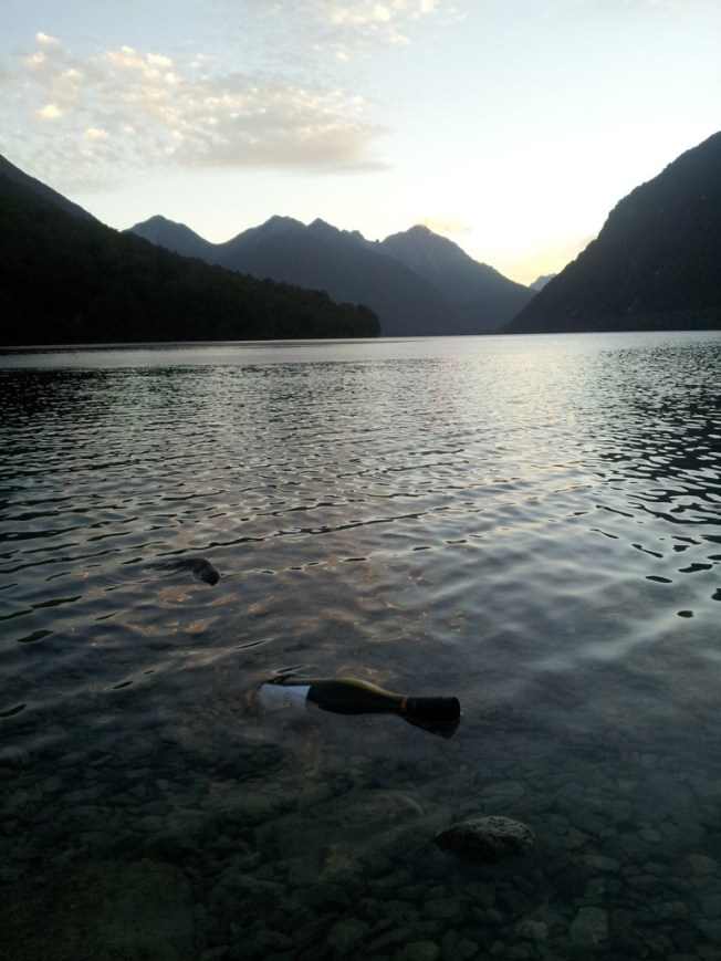 Our natural wine cooler -- a perk of camping by the lake