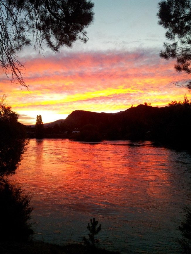 Sunset on the river by our campground