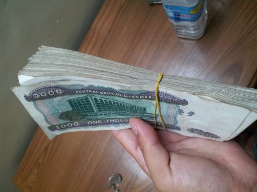 Converted into Kyat. I've also never carried around this many bills in my life.