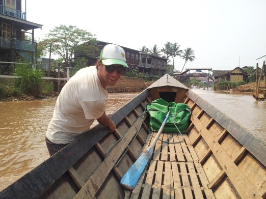 During dry season the water is really low. At one point J had to get out and help push the boat.